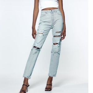 Zara mom fit ripped jeans